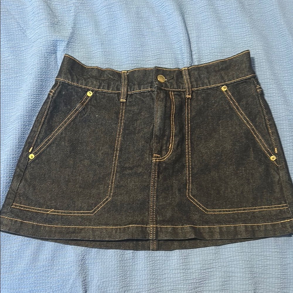 American Eagle Outfitters Blue and Gold Mini Skirt Casual